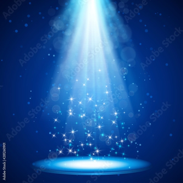 Obraz spotlight effect scene blue background empty show
