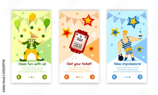 Fototapeta Circus Retro Vertical Banners