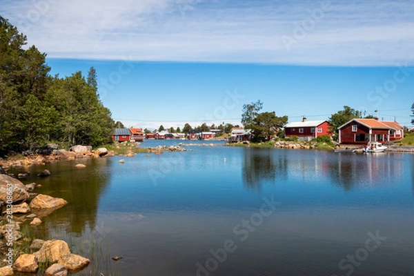 Fototapeta Kuggorarna fishing village on the Swedish peninsula Hornslandet on the coast of the Gulf of Bothnia
