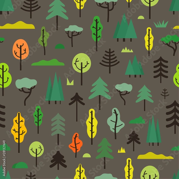 Fototapeta Seamless pattern with different trees