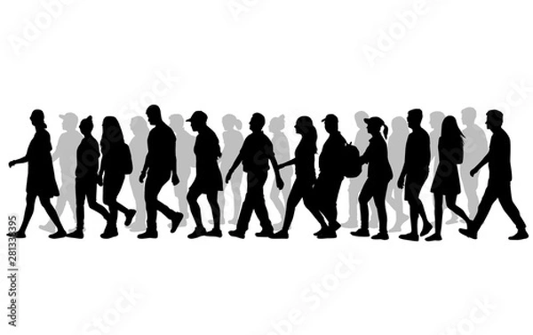 Fototapeta Group of people. Crowd of people silhouettes.