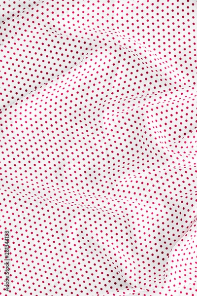 Fototapeta Abstract dotted red and white fabric texture pattern top view mockup