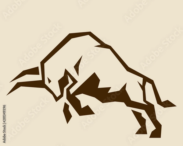 Obraz 雄牛のイラスト Bull vector illustration silhouette