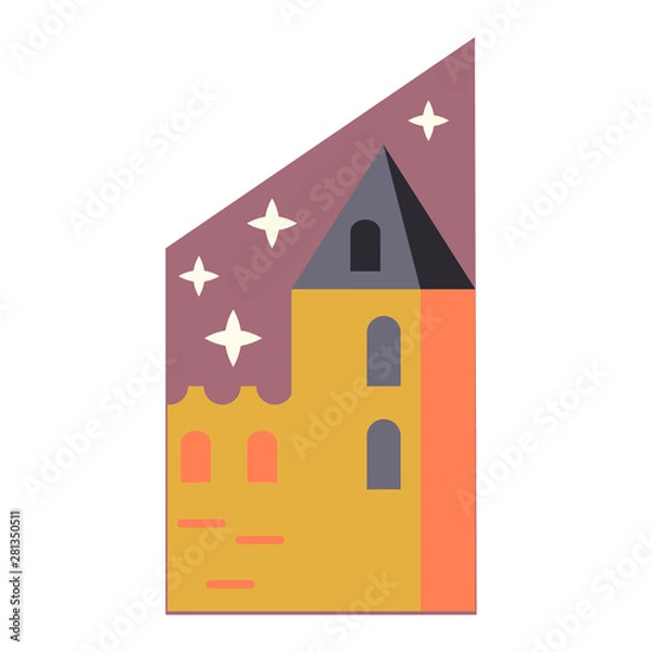 Fototapeta Medieval castle simple illustration on white background