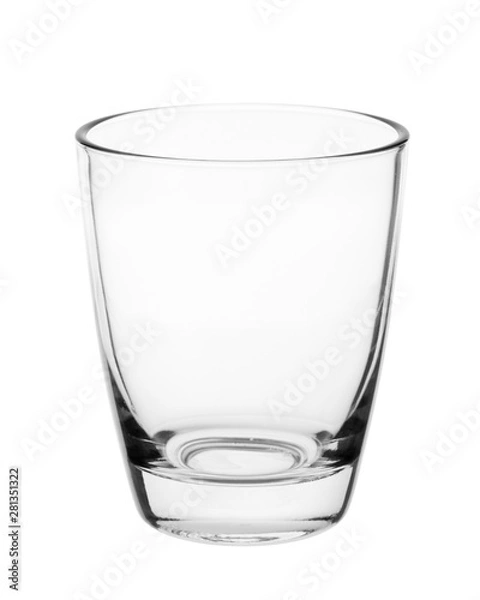 Fototapeta Empty clean drinking glass cup isolated on white background. With clipping path.
