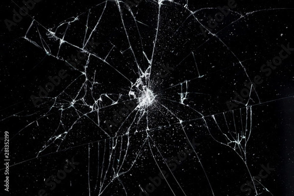 Fototapeta Texture broken glass with cracks. Abstract of cracked screen Smartphone from shock.
