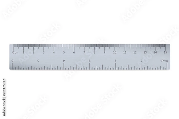 Fototapeta Engineer or architect aluminium drafting ruler with an imperial and a metric units scale.