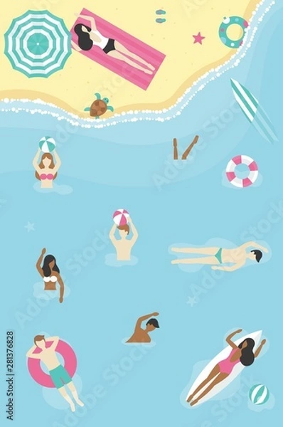Fototapeta Summer time, People at the beach vector