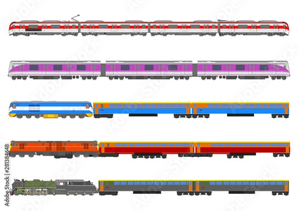 Fototapeta Train set vector With a white background