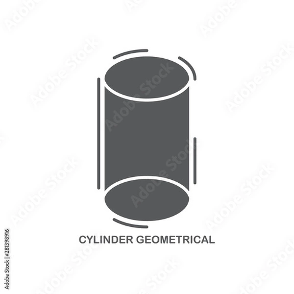 Fototapeta Cylinder geometrical figure vector icon isolated on white background