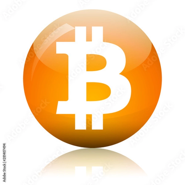 Fototapeta Bitcoin glass button vector illustration