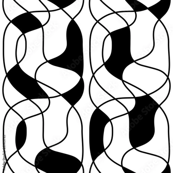 Fototapeta Abstract background - seamless vector pattern with curving lines and intersections. Unusual modern structure.