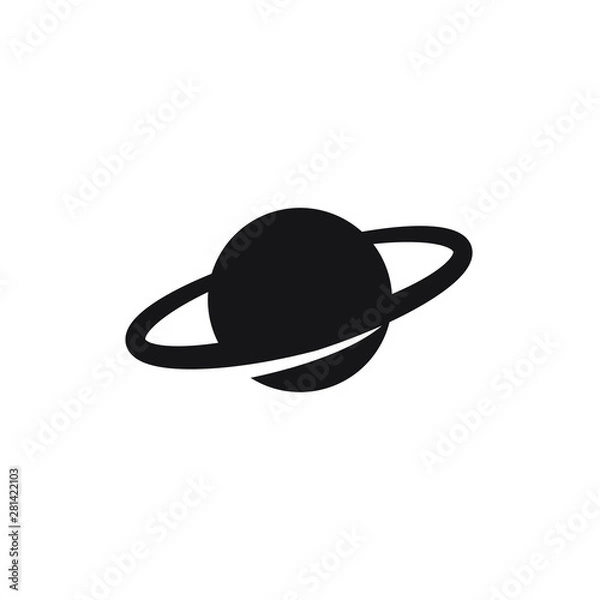 Fototapeta Saturn icon in flat style. Planet vector illustration on white isolated background. Galaxy space business concept.