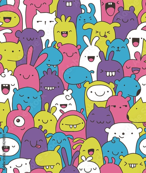 Obraz seamless doodle creatures