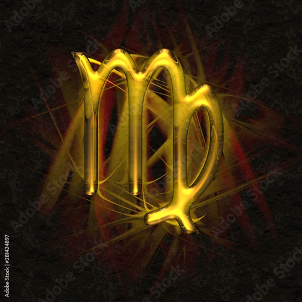 Fototapeta Astrology symbol in ancient glass with refraction of light - VIRGO