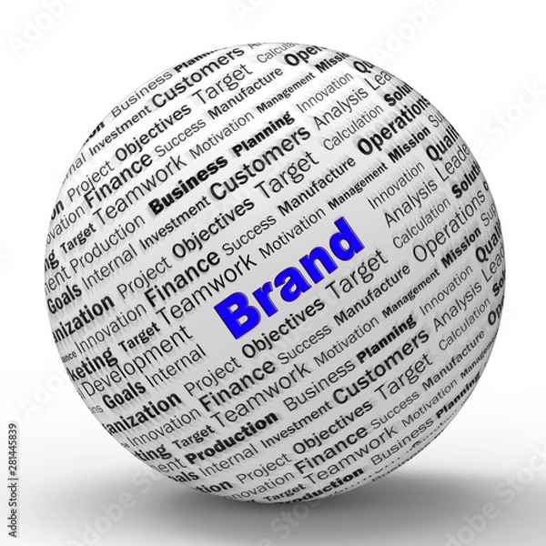 Fototapeta Brand identity shows using a trademark for company recognition - 3d illustration