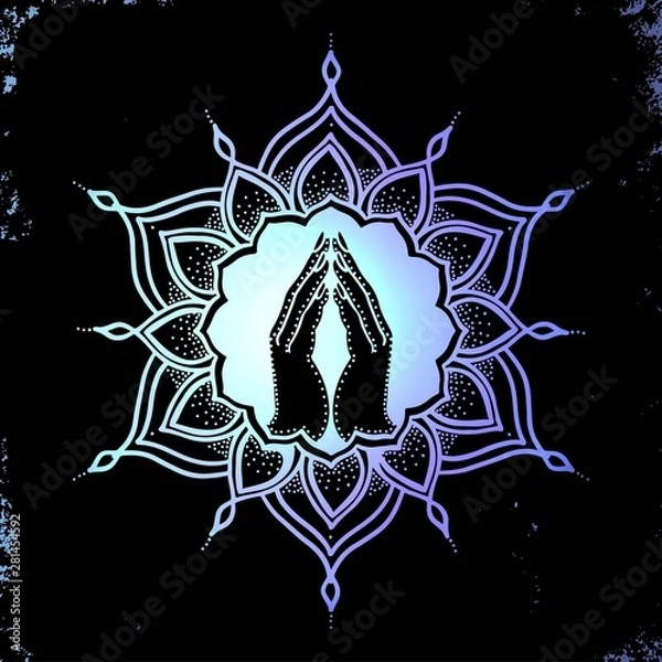 Obraz Hands decorated greeting position namaste-transparency blending effects and gradient EPS 10.