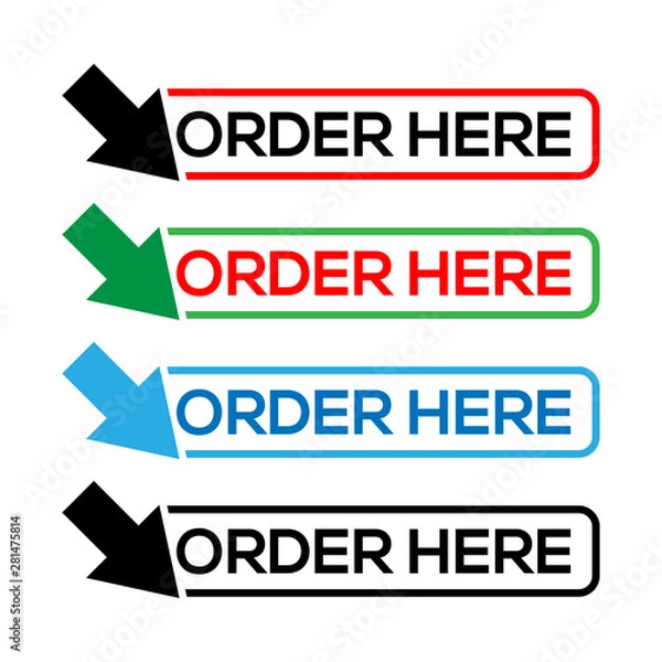 Fototapeta Order here vector for icon, button, label, etc.