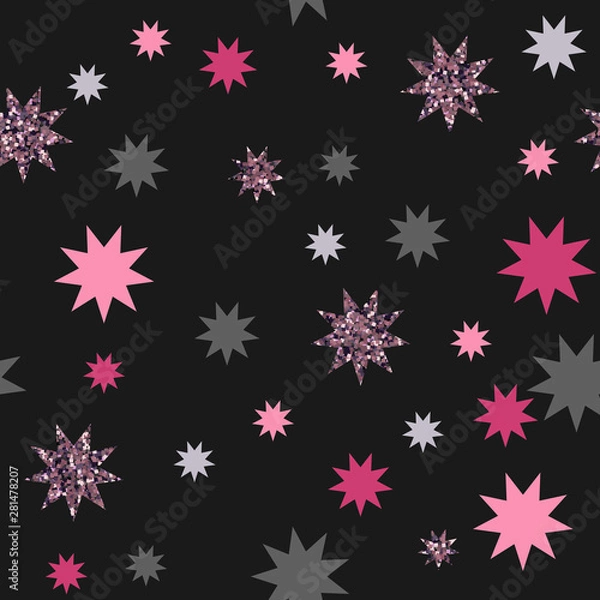 Fototapeta Seamless vector of multicolored geometric shapes. Romantic background