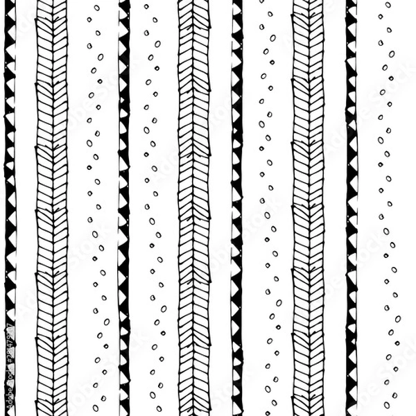 Fototapeta Vector seamless pattern with stripes in black and white colors