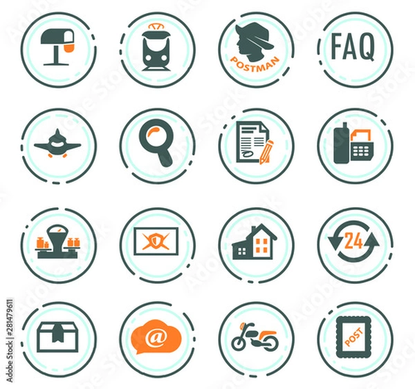 Fototapeta Post service icons set