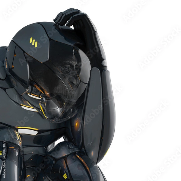 Obraz chimpanzee astronaut in a white background
