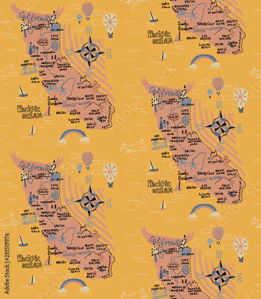 Obraz California pattern seamless design graphic