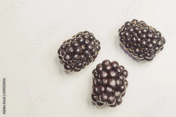 Fototapeta Blackberries isolated on white background. fresh berries