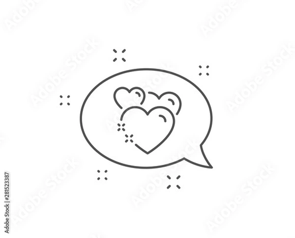 Obraz Heart line icon. Chat bubble design. Love emotion sign. Valentine day symbol. Outline concept. Thin line heart icon. Vector