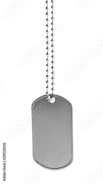 Fototapeta Blank military ID tag isolated on white