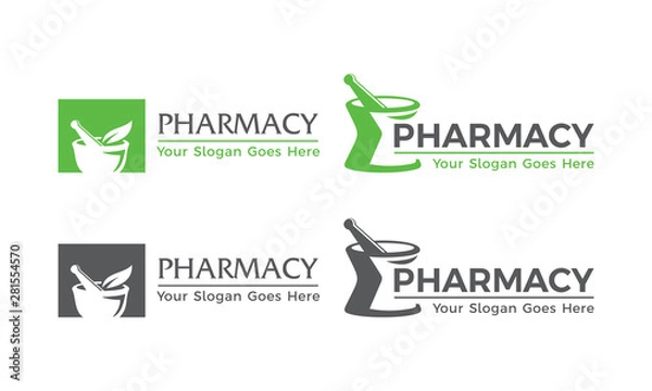 Fototapeta Pharmacy Logo, Mortar and pestle Logo