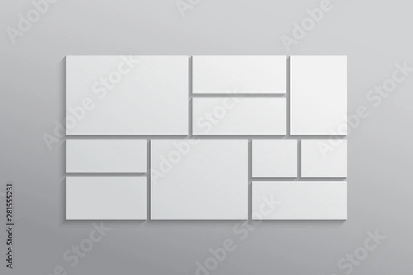 Fototapeta Vector empty collage board ten frames, photo