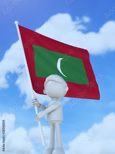 Obraz 国旗を掲げるモルディブ共和国のスポーツ選手