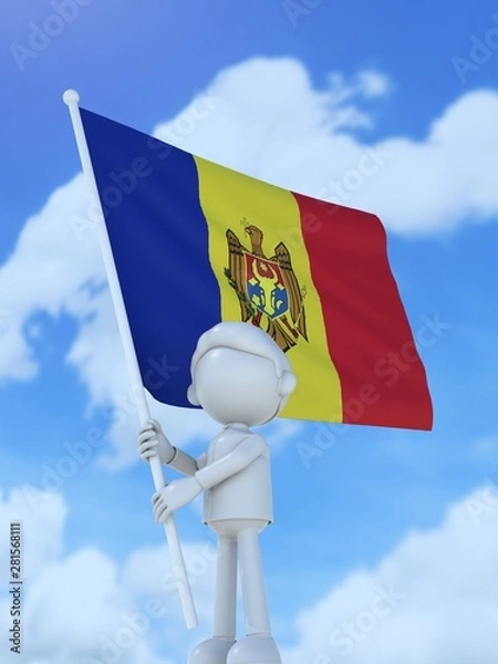 Obraz 国旗を掲げるモルドバ共和国のスポーツ選手