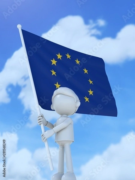Obraz 欧州連合の旗を掲げるスポーツ選手