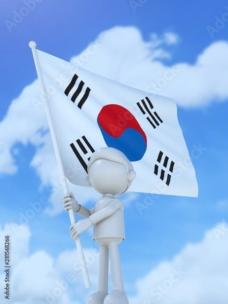 Obraz 国旗を掲げる韓国のスポーツ選手