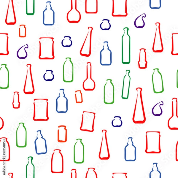 Fototapeta Seamless texture of bottles