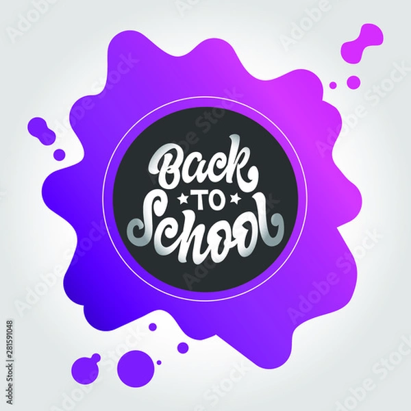 Fototapeta Back to school hand drawn lettering. Template for logo, banner, poster, flyer, greeting card, web design, print design. Vector illustration typography