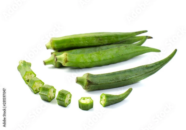 Obraz okra slice isolated on white background
