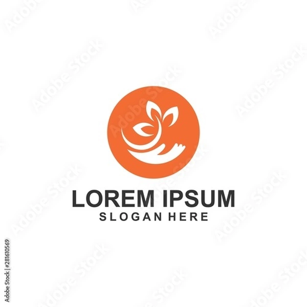 Fototapeta hand logo template tree leaf design vector nature