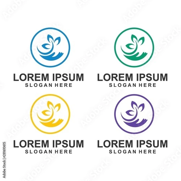 Fototapeta hand logo template tree leaf design vector nature