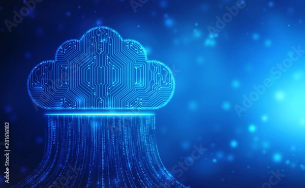 Fototapeta 2d illustration of  Cloud computing, Cloud computing and Big data concept, Cloud computing technology internet concept background