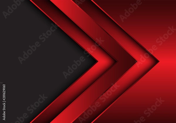 Fototapeta Abstract red metallic arrow direction with grey blank space design modern futuristic background vector illustration.