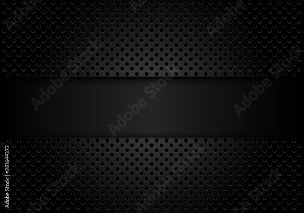 Fototapeta Abstract dark grey banner on circle mesh pattern design modern futuristic background vector illustration.