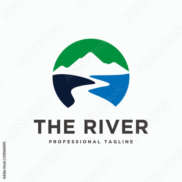 Obraz Mountain river logo design template vector