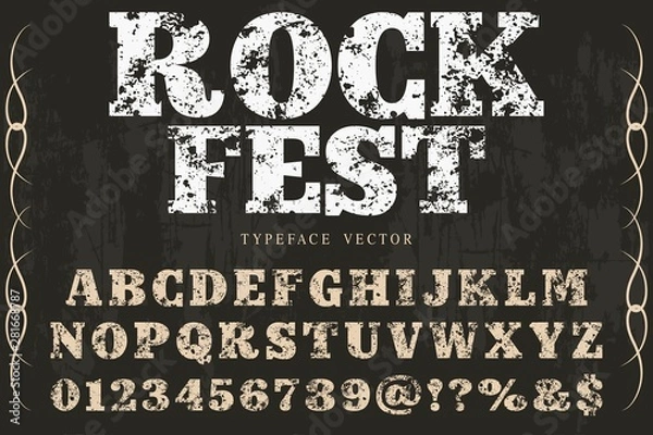 Obraz abc 3d  font handcrafted typeface vector vintage named vintage rock fest