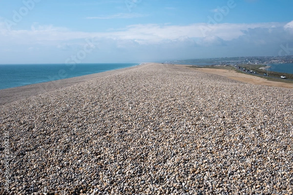Fototapeta A view of Chesil Beach in the UK.