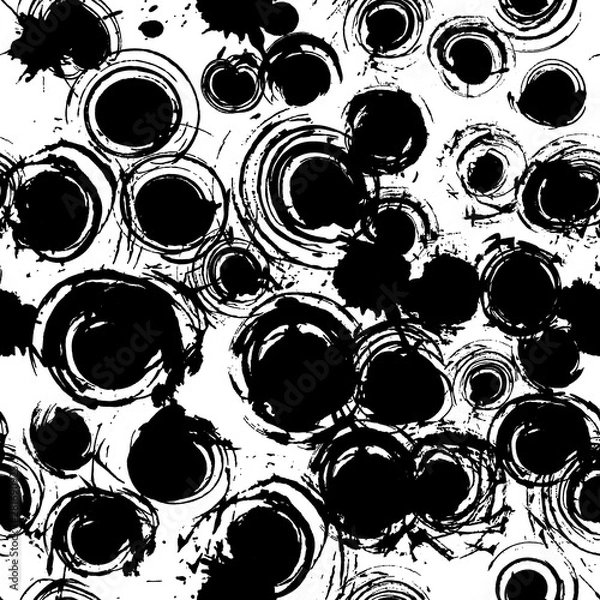 Obraz Seamless grunge pattern with circled brush strokes