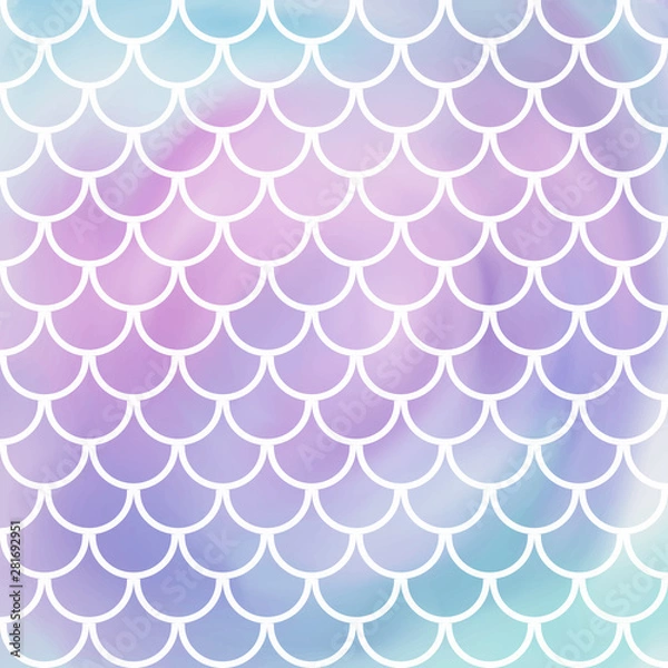 Fototapeta Pink-blue mermaid scales. Watercolor fish scales. Underwater sea pattern. Vector illustration. Perfect for print design for textile, poster, greeting card, invitation