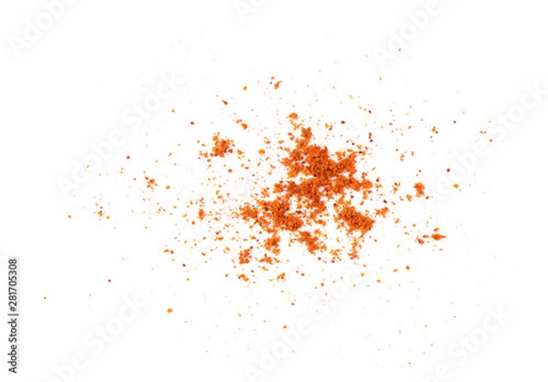 Fototapeta Crushed red chili pepper isolated on white background. top view